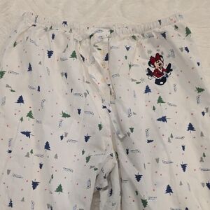 Disney White Pajama Bottoms with Cartoon and Tree Print